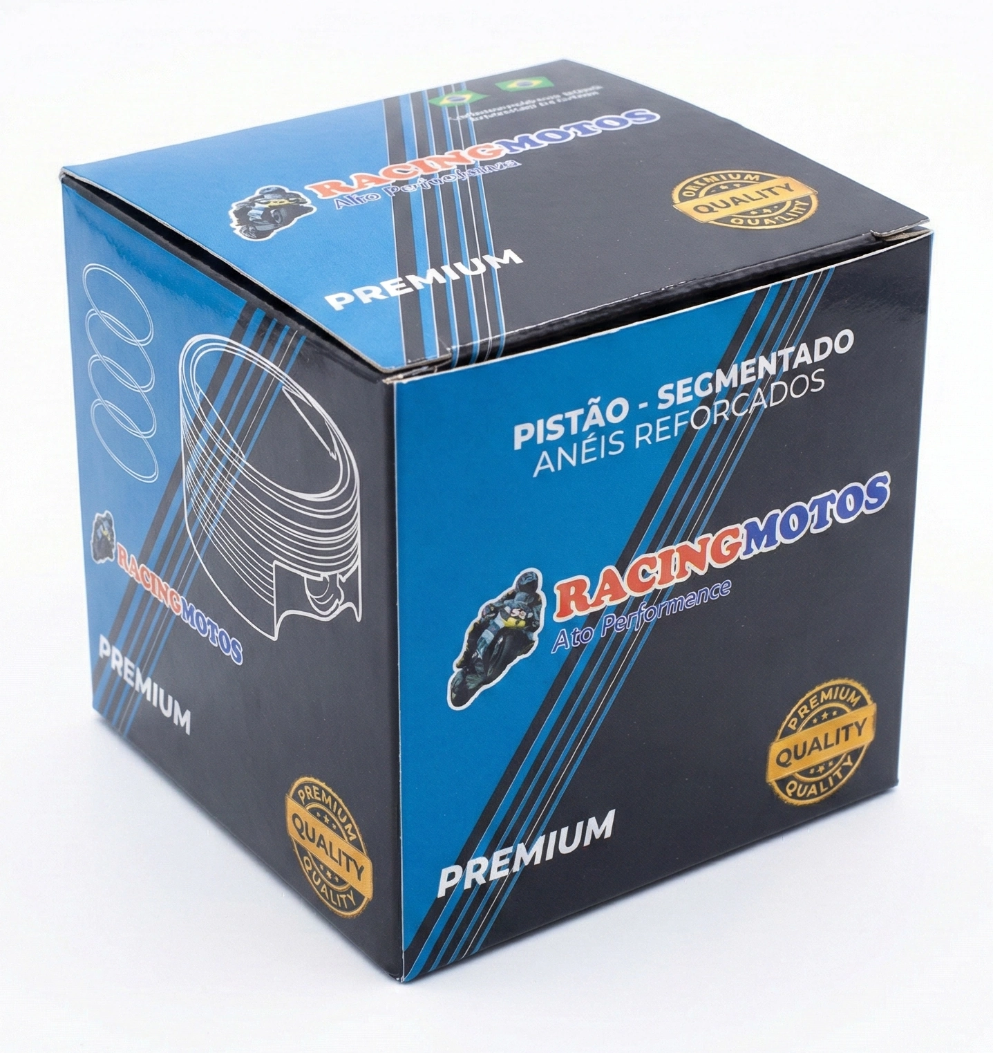 Caixa azul e grafite personalizada para componente automotivo