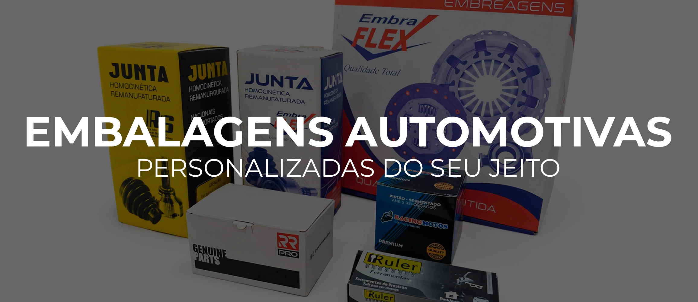 Composição com embalagens personalizadas para diferentes produtos automotivos