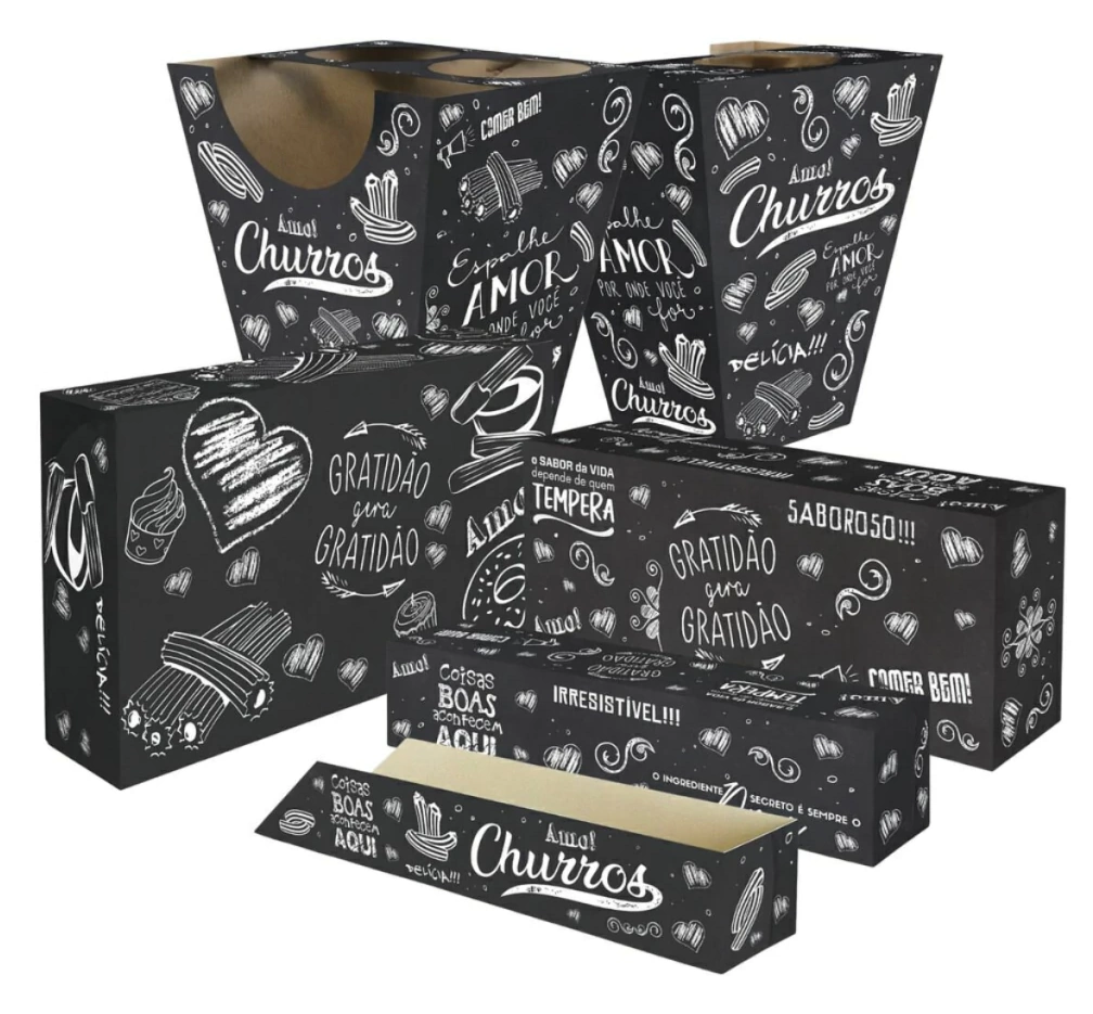 Linha de embalagens personalizadas para churros